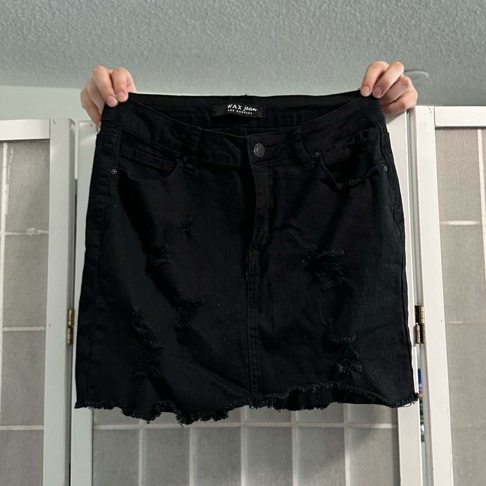 Wax Jeans black ripped skirt size M